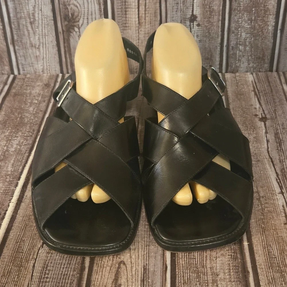 Sz 11 M Mens Cole Haan Bragano Italian Black Leather Fisherman Sandals